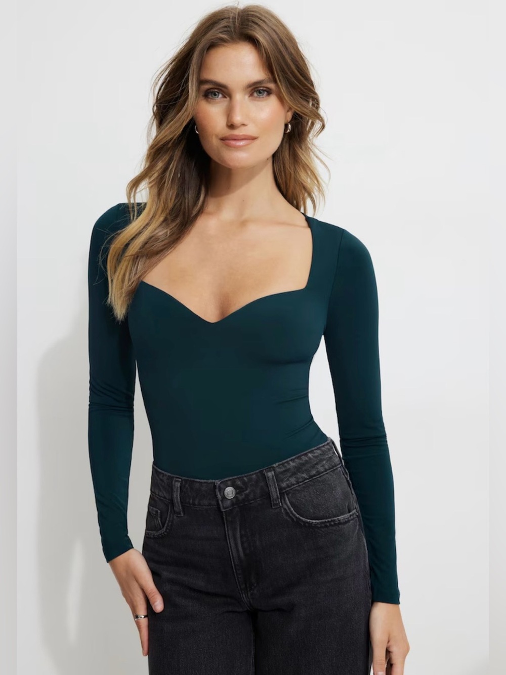 NWOT- Dynamite Raye Sculpt Sweetheart Bodysuit | Size Large  - Dark Green